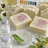 Handcrafted feminine pH‑balanced soap bars, made with natural oils and soothing botanicals. Each bar features a creamy, artisanal finish with textured tops and leaf‑inspired designs, highlighting the craftsmanship and purity behind the formula